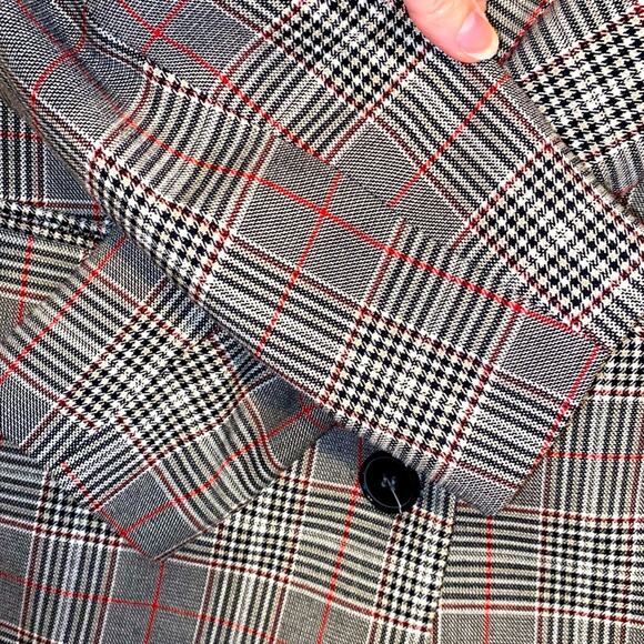New Urban Outfitters $99 Plaid Double Breasted Red Blk Check Blazer Small NWT - Picture 8 of 15